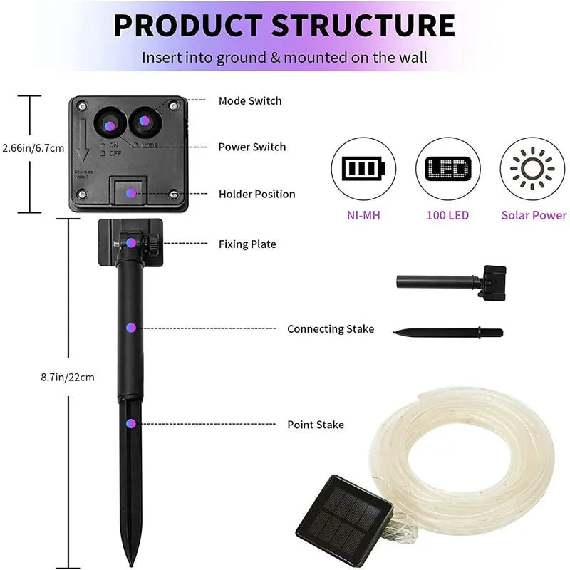 Outdoor Solar Powered Tube Light 32m/22M/12M/7M